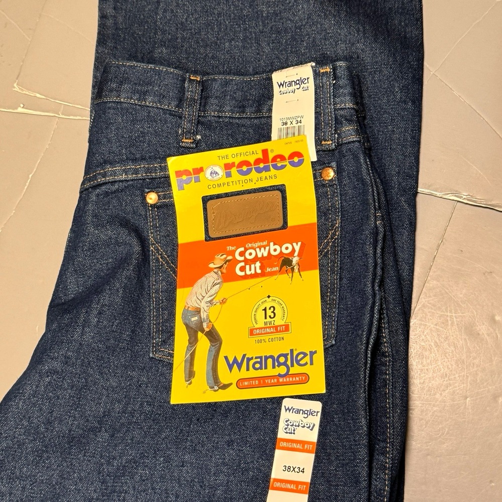 Wrangler Jeans Mens 38 37 34 Blue Cowboy Cut Original Fit 13MWZ Pro Rodeo NWT
